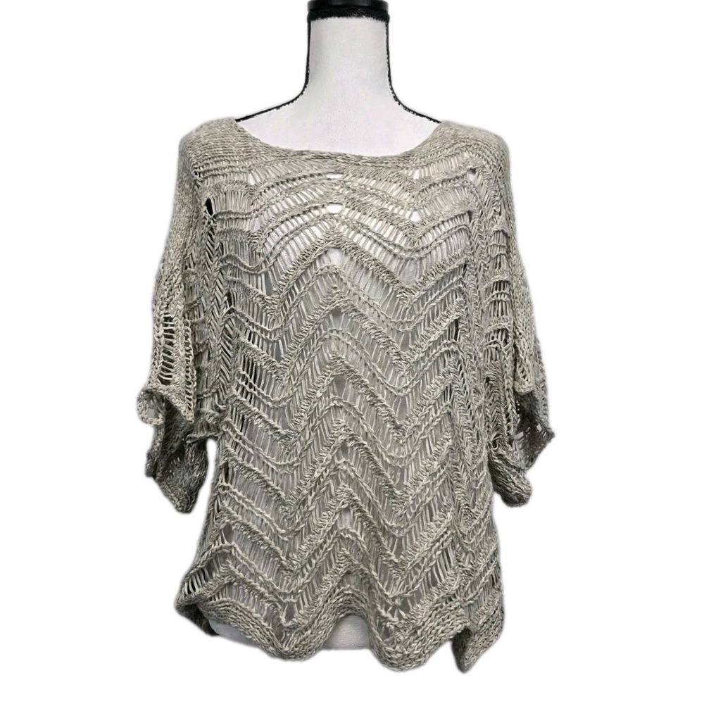 Eileen Fisher Open Weave Italian Yarn Dolman Sleeve Sweater Small Festival 3218